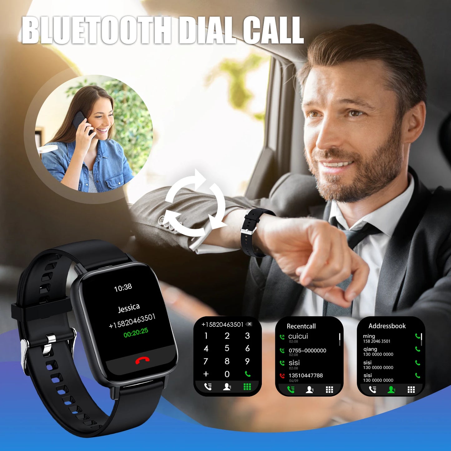 LaNikar New Smartwatch for Women Men, 1.69’’ HD Touch Screen Bluetooth Dial/Answer, Waterproof Health Monitor Step Counter