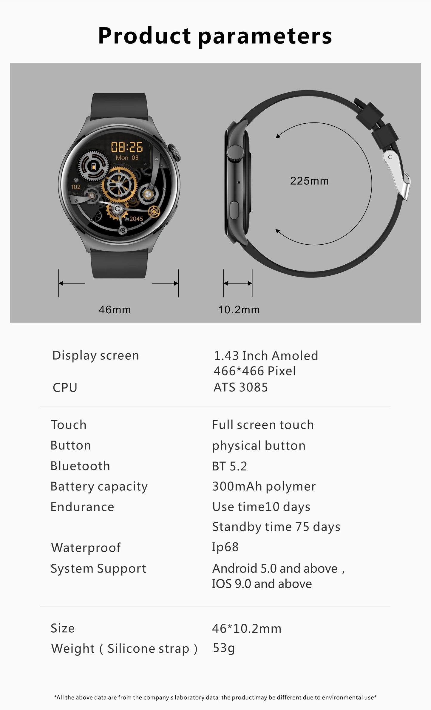 Aolon Mars R3 Smartwatch | Premium Health & Fitness Tracker With 2-Week Battery Life | Ip68 Waterproof Watch For IPhone Huawei
