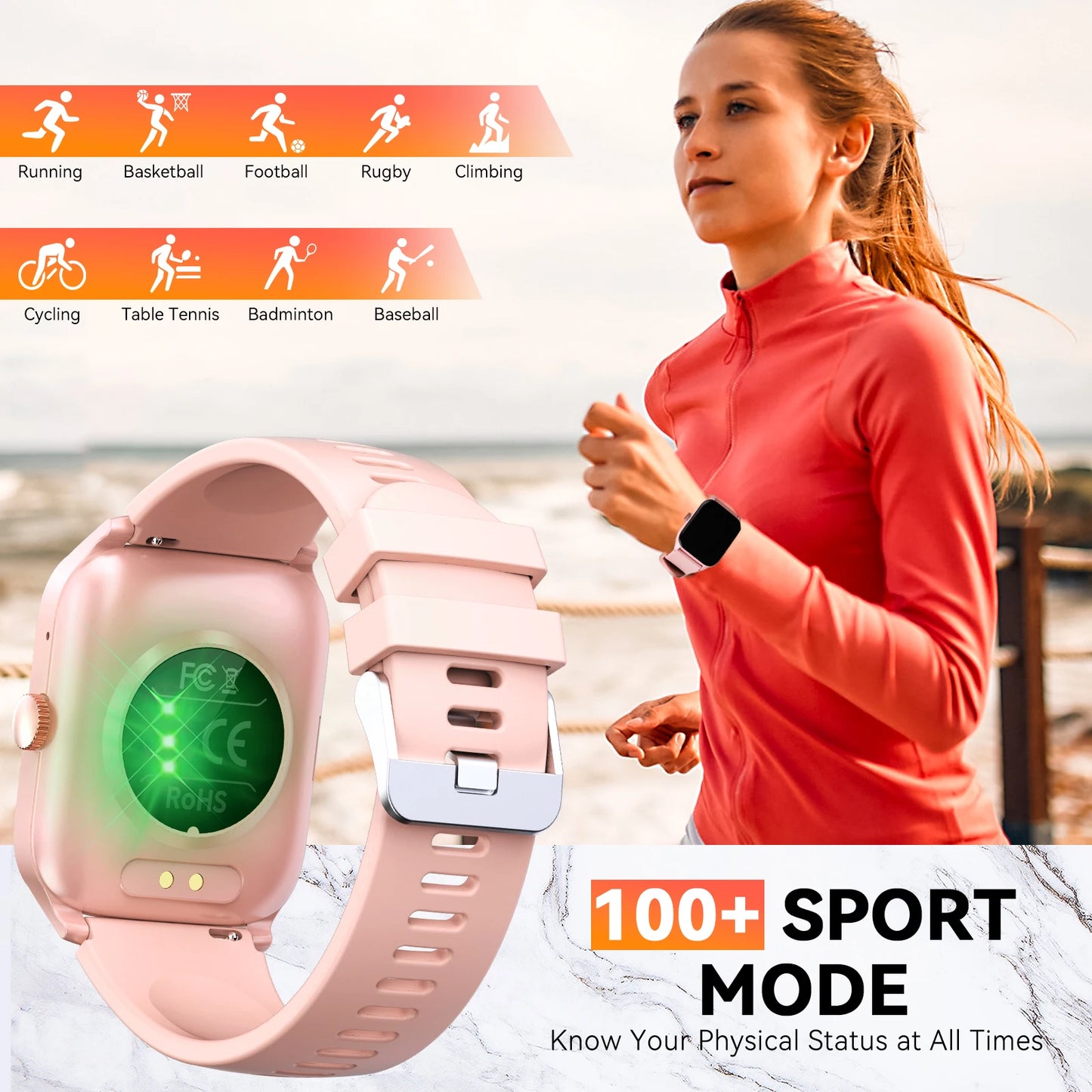 LaNikar New Smart Watch QS56 For Men And Women 1.83" TFT Bluetooth Call Sports Watch Health Monitor IP67 Waterproof Custom Dial