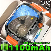SENBONO Smartwatch Men Bluetooth Call Fitness Tracker Heart Rate Monitor with 1100mah Battery Sport Smart Watch IP68 Waterproof