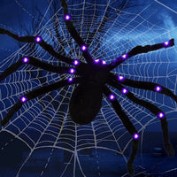 30/50/75/90/125/150cm Halloween Glowing Spider Plush Spider Ornament LED Light Effect Spider Halloween Festival Decorative