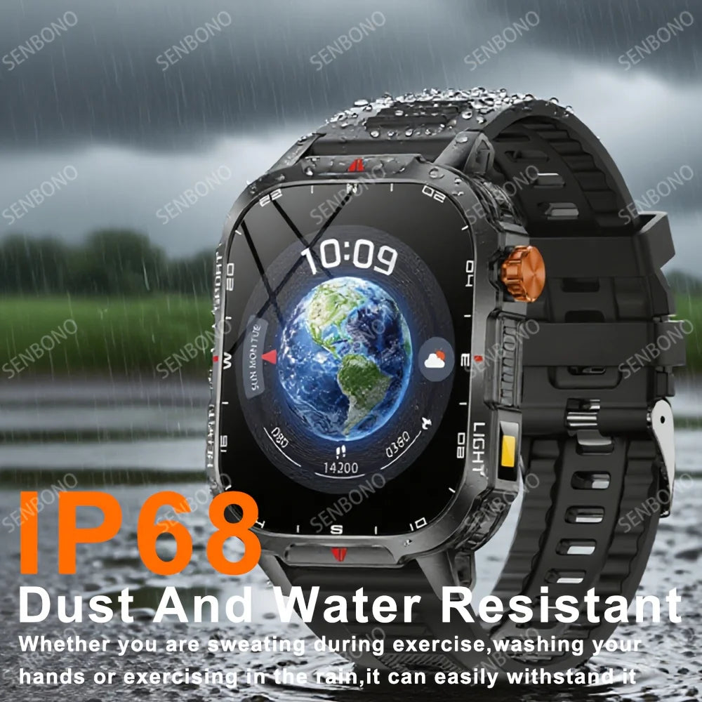 SENBONO Smartwatch Men Bluetooth Call Fitness Tracker Heart Rate Monitor with 1100mah Battery Sport Smart Watch IP68 Waterproof
