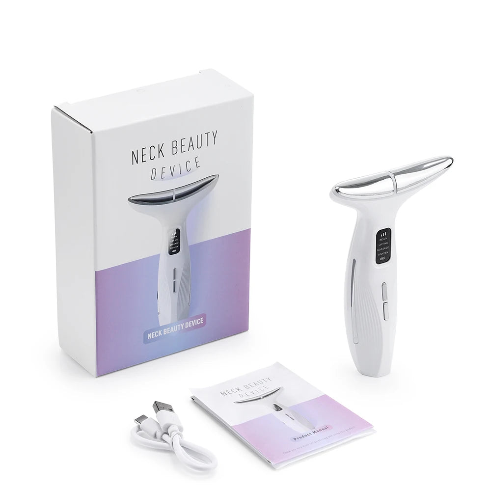 US UK Stock Microcurrent Neck Beauty Device 3 Massage Modes Lifter Vibration Facial Massager Lifting  Firming Skin Care Tool