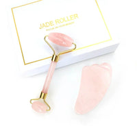 Natural Rose Quartz Jade Roller Gua Sha Set Facial Body Massager Roller Jade Stone Massage Set Face Lifting Beauty Massage Tool