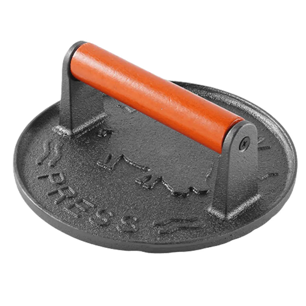 Cast Iron Smash Burger Press Heavy-Duty Hamburger Patties Meat Masher Circular Meat Press Mold for Deli Meats Kitchen Accessory