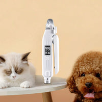 2 in 1 Electric Pet Nail Trimmer Quiet and Low Vibration Pet Toenail Clippers with LED Lights for Small Medium Large Dogs/Cats