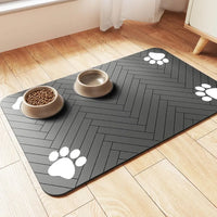 Absorbent Pet Feeding Mat with Waterproof Rubber Backing for Dog and Cat Food and Water Bowls QuickDry Striped Dark Gray Mat 12