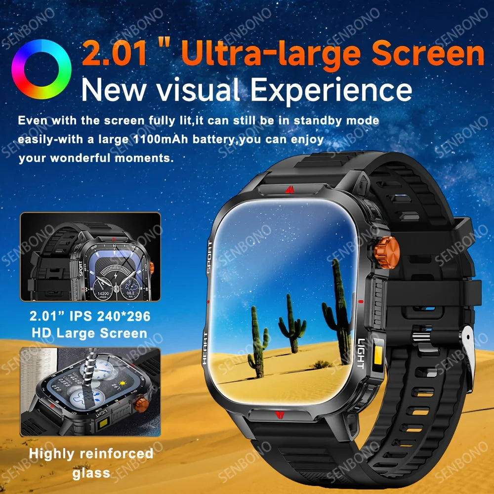SENBONO Smartwatch Men Bluetooth Call Fitness Tracker Heart Rate Monitor with 1100mah Battery Sport Smart Watch IP68 Waterproof