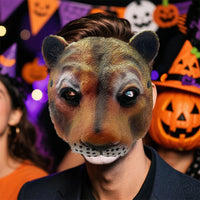 Funny Halloween Tiger Face Mask Cosplay Costume Full Head Latex Animal Mask for Party Dress Up and Favor
