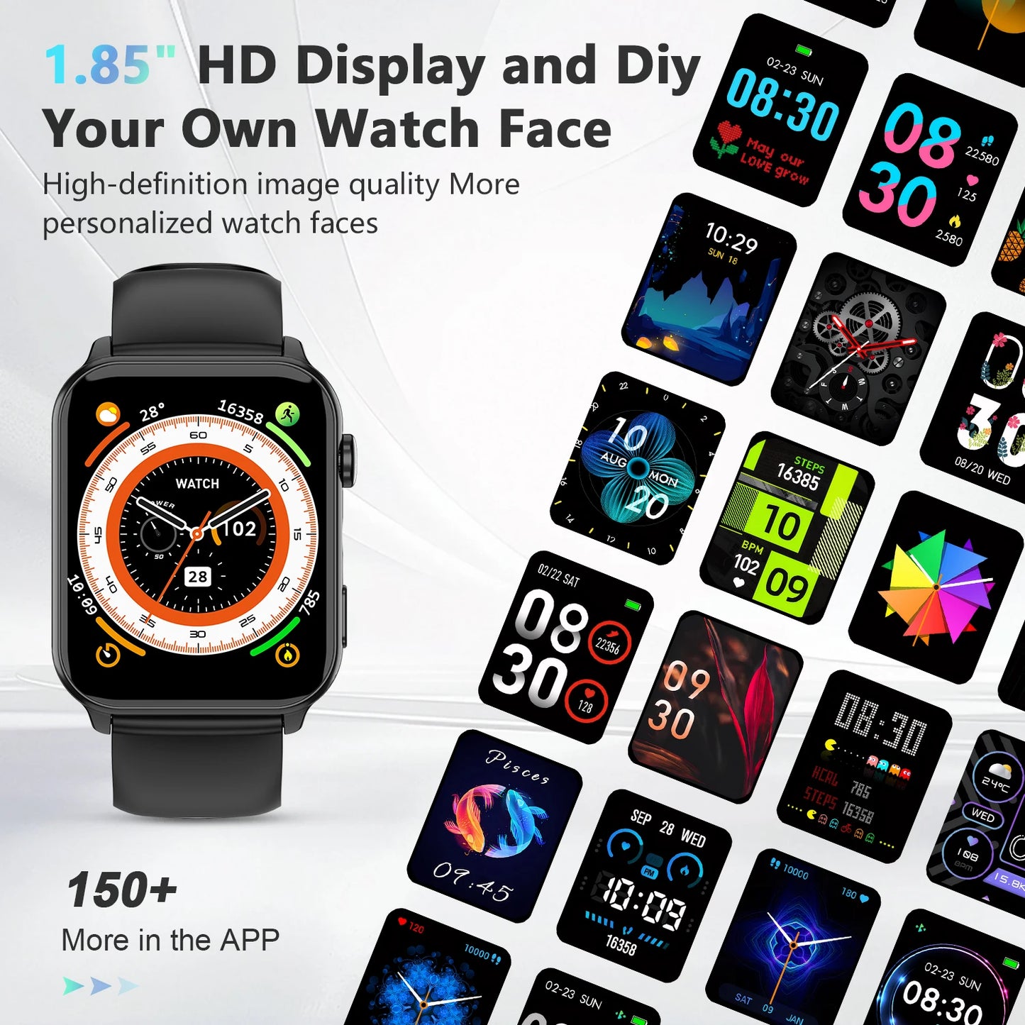 IOWODO New Bluetooth Smartwatch R30 Max 1.91'' TFT HD Screen Outdoor Watch with LED Flashlight 100+ Sports Mode Fitness Watch