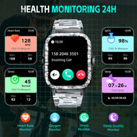 EIGIIS Military Smart Watches for Men 3ATM Waterproof 1.96” Big Screen Rugged Sports Swimming Outdoor Smartwatch for Android iOS