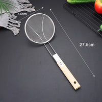 Stainless Steel Skimmer Spoon with Wooden Handle Large Mesh Frying Filter Oil Residue Food Strainer Easy Clean Kitchen Cooking