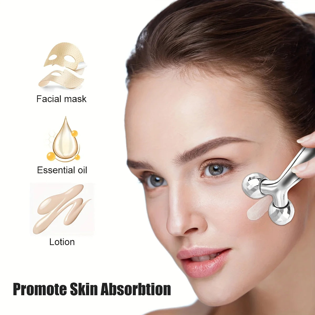 Stainless Steel Gua Sha Facial Tool 3D Roller Massager Eye Massager Facial Beauty Instrument for Dark Circles Eye Bags Muscle
