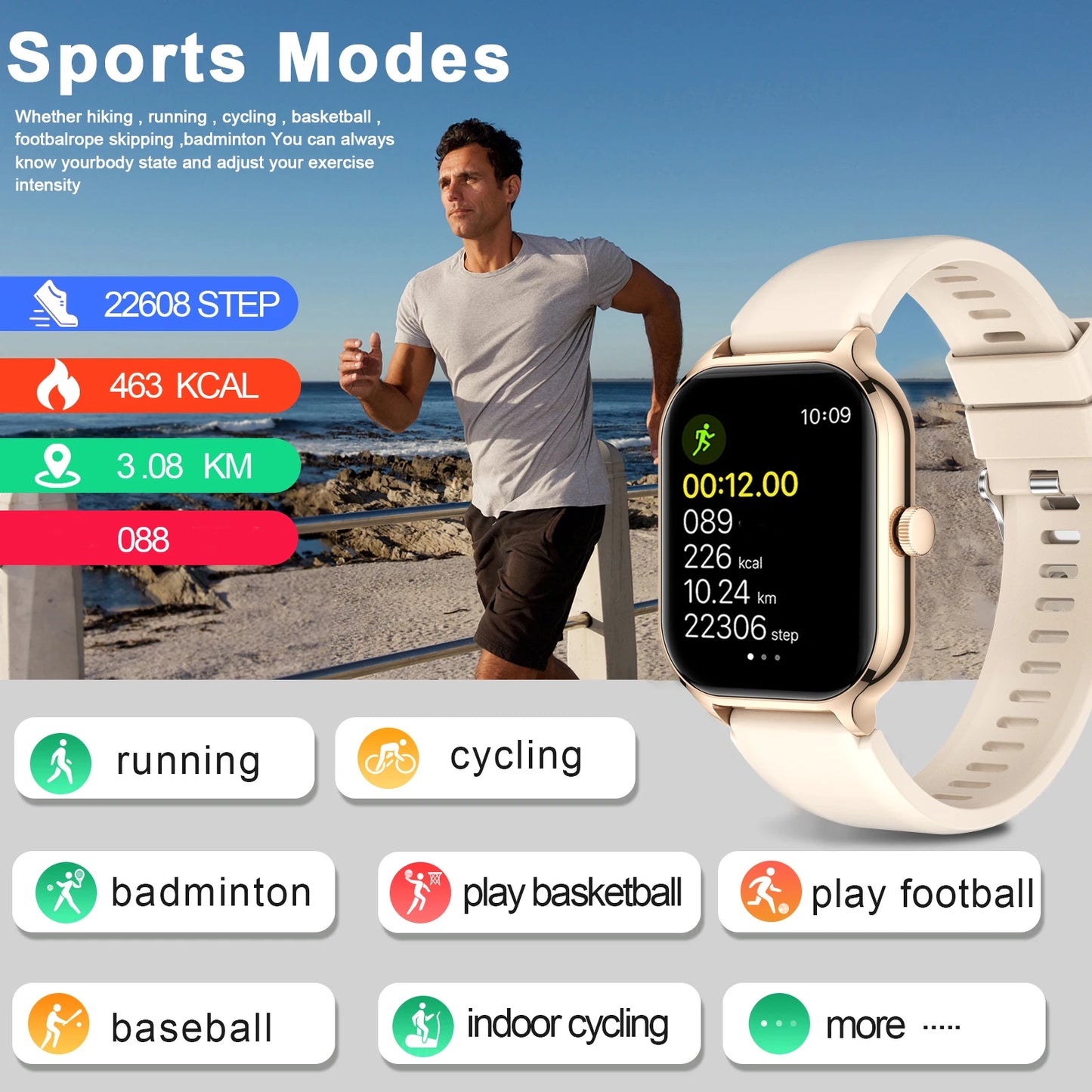 Smart watch, wireless calling /dial, multi -Sport mode,Suitable for men and women, sports watches,for iPhone/Andriod