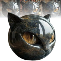 Halloween Black Cat Sculpture Resin Tabletop Cat Statue Unique Cat Figure Elegant Home Decor Gifts for Cat Lovers Women Men