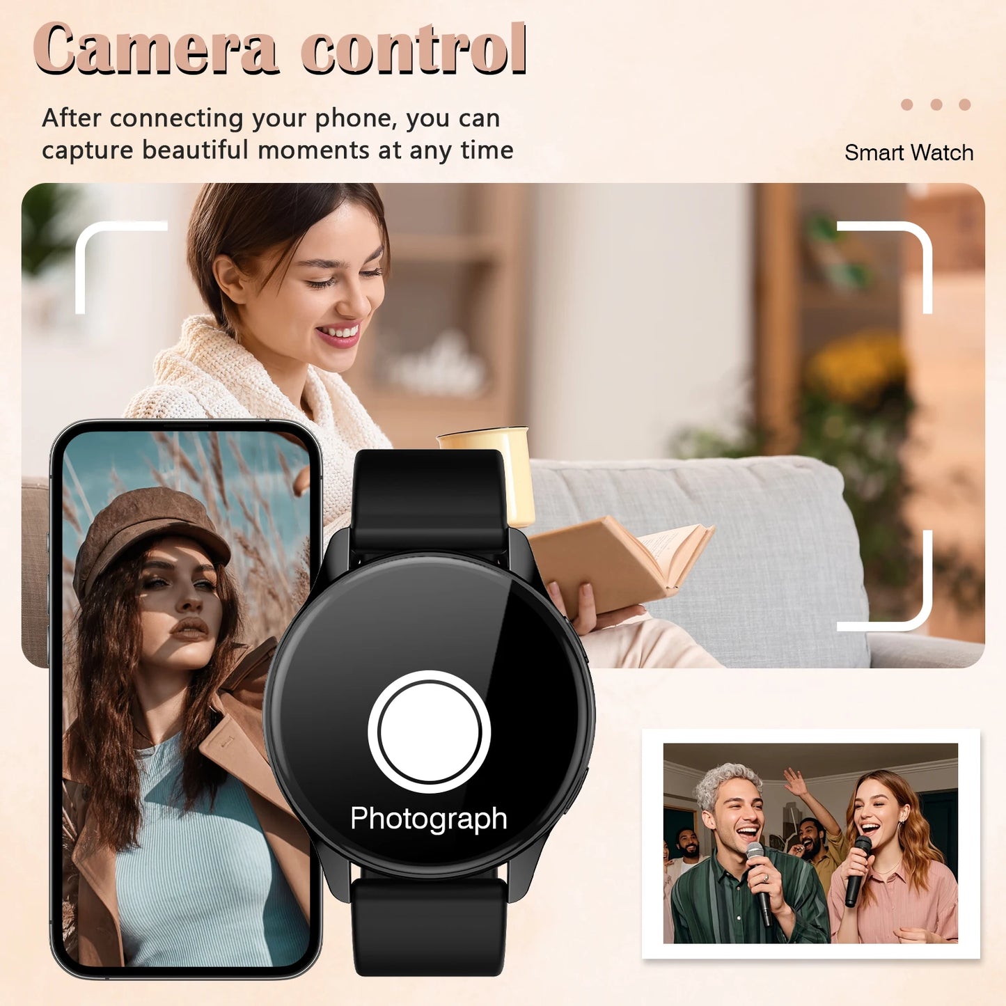 Smart watch, call reminder/rejection, multi-sport mode, message reminder, music playback, suitable for men and women