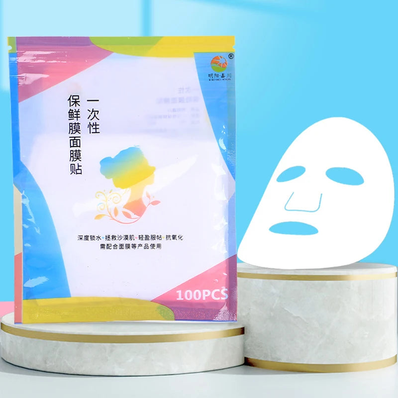 Disposable Face Plastic Film Full Face Cleaner Mask Neck Stickers Paper Transparent PE Masks Wrap Facial Beauty Healthy Tool