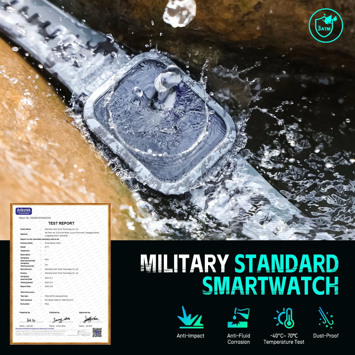 EIGIIS Military Smart Watches for Men 3ATM Waterproof 1.96” Big Screen Rugged Sports Swimming Outdoor Smartwatch for Android iOS