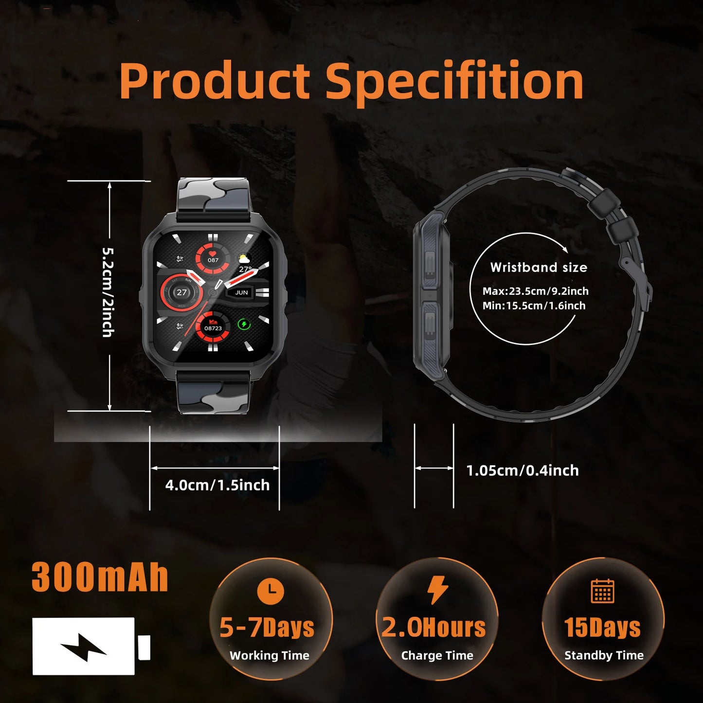 LaNikar New Smart Watch 3ATM Waterproof 100+ Sports Modes Heart Rate Blood Pressure Oxygen Saturation Monitoring HD Audio Calls