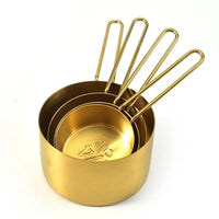 Stainless Steel Gold Measuring Cups and Spoons Set Stackable Premium Kitchen Tools for Coffee Baking Flour Home Accessories