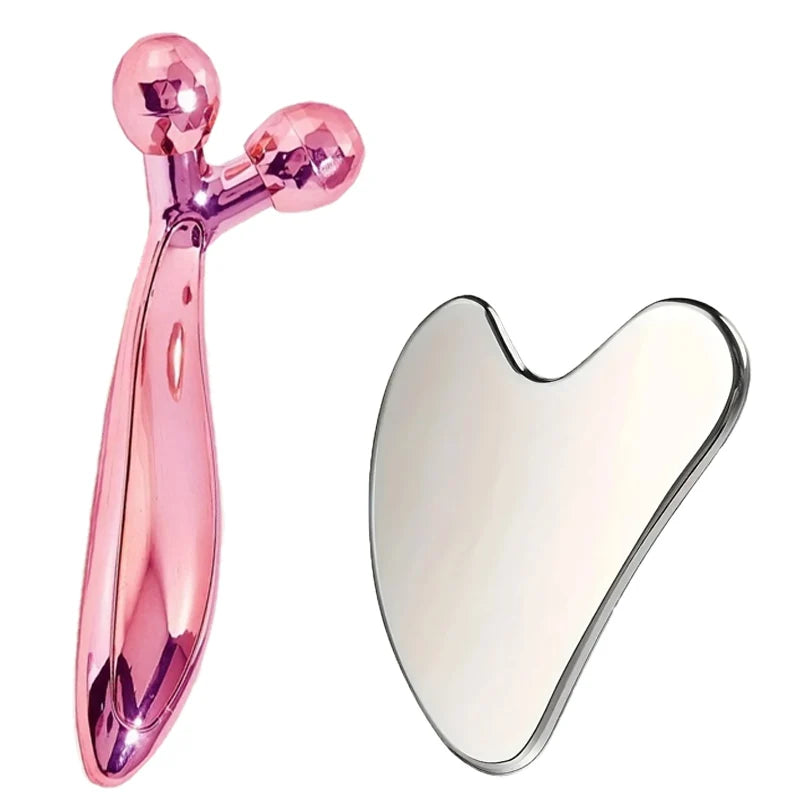 Stainless Steel Gua Sha Facial Tool 3D Roller Massager Eye Massager Facial Beauty Instrument for Dark Circles Eye Bags Muscle