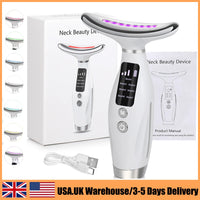 Face Neck Beauty Device 7 Modes 3 Levels Vibration Face Lifting Massager LED Phototherapy Skin Tightening Neck Wrinkles Remover
