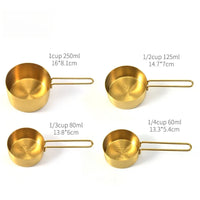 Stainless Steel Gold Measuring Cups and Spoons Set Stackable Premium Kitchen Tools for Coffee Baking Flour Home Accessories