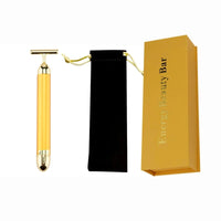 24K Gold T Beauty Roller Energy Roller Electric Face-lifting Facial Massage Beauty Tools Waterproof Vibrating Face Care Stick
