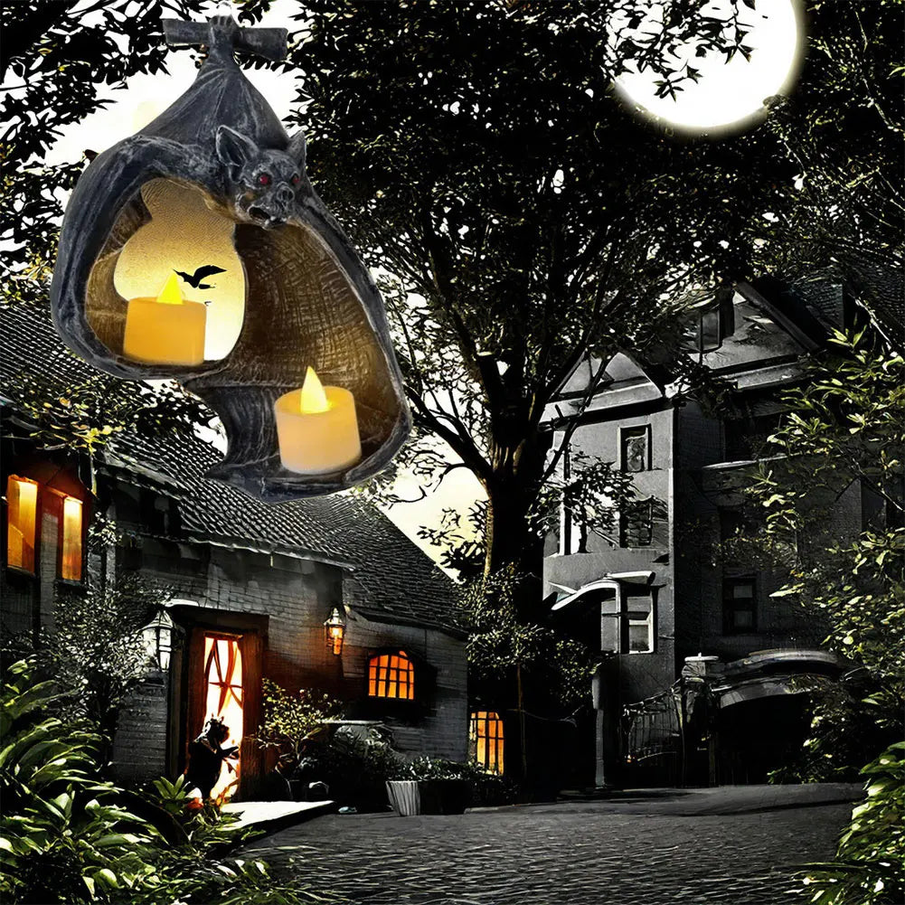 Bat Wall Tealight Holder Halloween Candlestick Bat Statue Gothic Bat Wall Sconce Candle Holder for Halloween Decorations