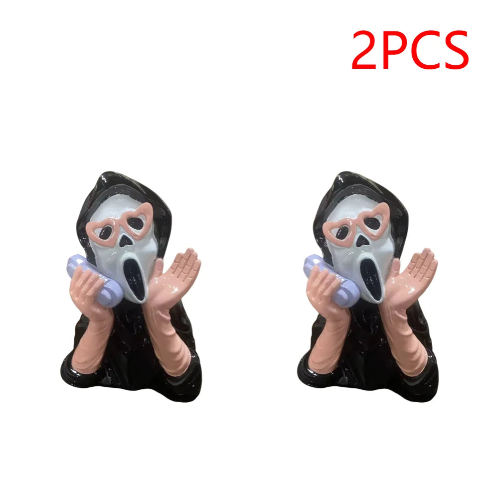 Creative Halloween Resin Ornament Screaming Girl Telephone Ghost Statue Decor Halloween Decoration Ornament Halloween Desk Decor