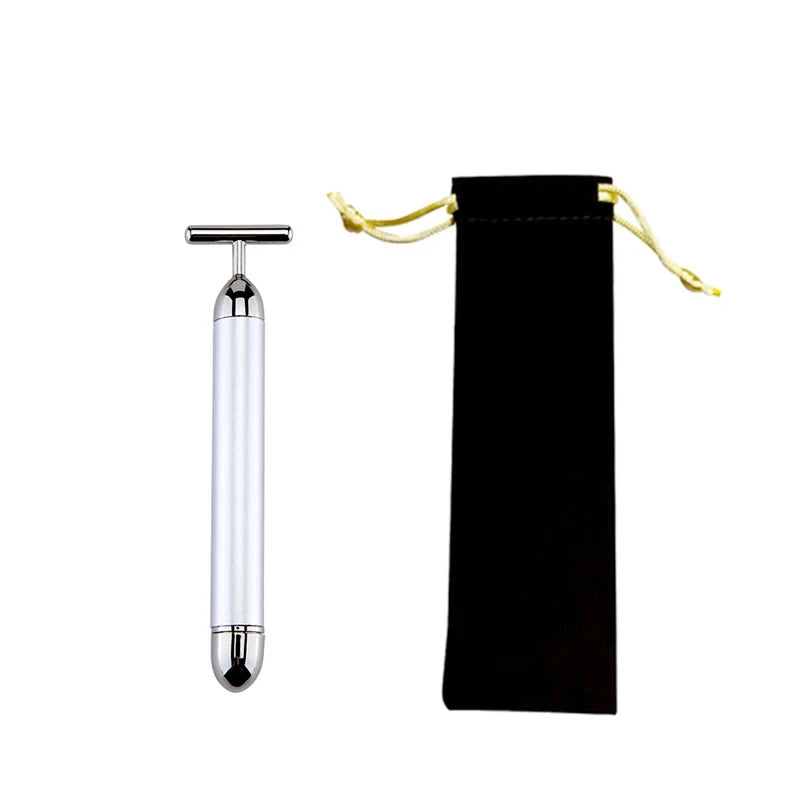 24K Gold T Beauty Roller Energy Roller Electric Face-lifting Facial Massage Beauty Tools Waterproof Vibrating Face Care Stick