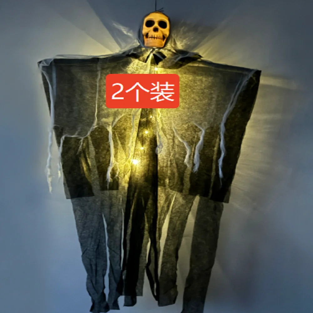 Halloween Hanging Ghost with Lights Hanging Skull Horror Ghost Grim Reapers for Haunted House Halloween Party Decoration