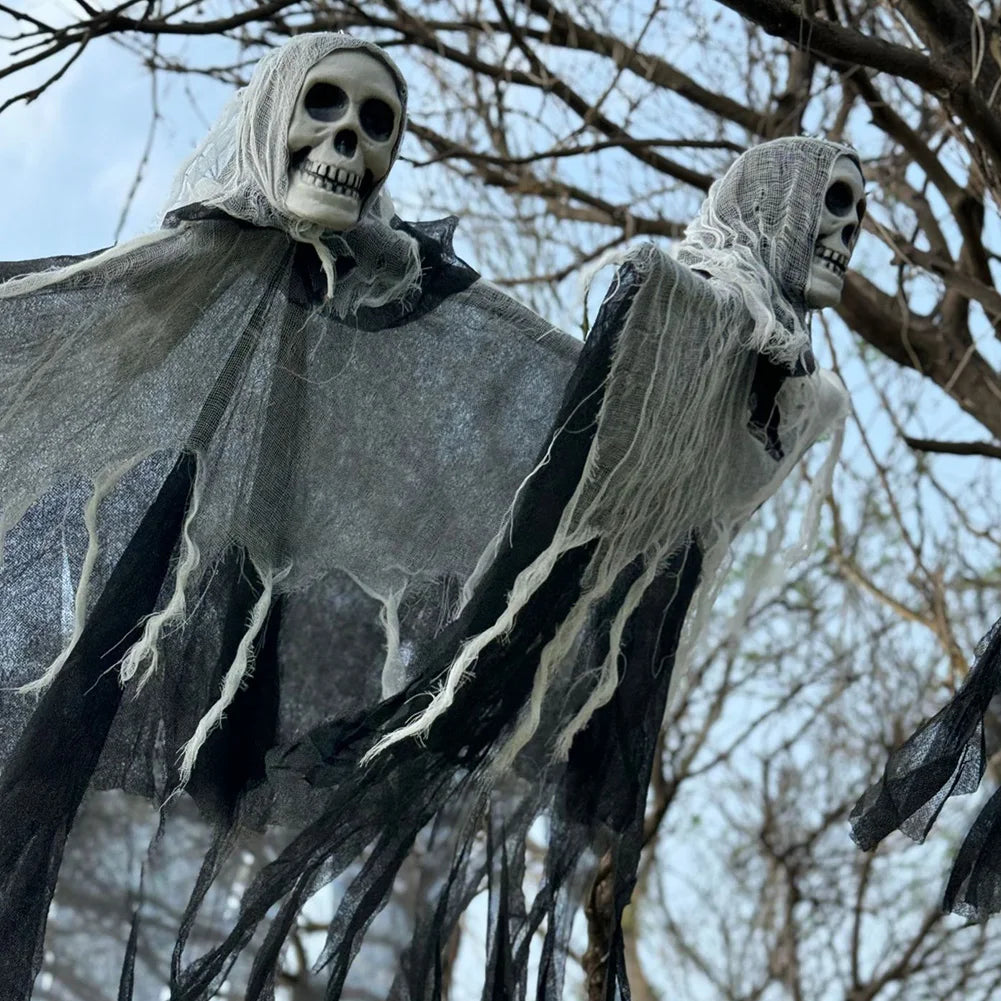 Halloween Hanging Ghost with Lights Hanging Skull Horror Ghost Grim Reapers for Haunted House Halloween Party Decoration