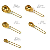 Stainless Steel Gold Measuring Cups and Spoons Set Stackable Premium Kitchen Tools for Coffee Baking Flour Home Accessories