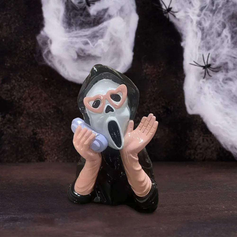 Creative Halloween Resin Ornament Screaming Girl Telephone Ghost Statue Decor Halloween Decoration Ornament Halloween Desk Decor