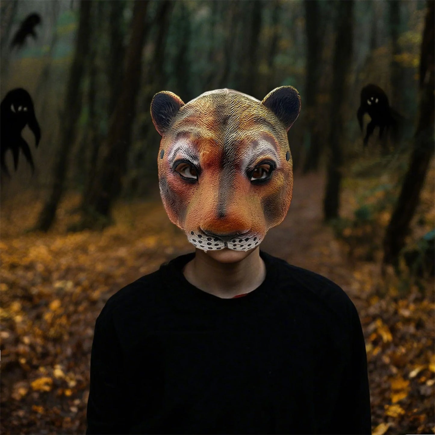 Funny Halloween Tiger Face Mask Cosplay Costume Full Head Latex Animal Mask for Party Dress Up and Favor