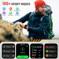 LaNikar New Smart Watch 3ATM Waterproof 100+ Sports Modes Heart Rate Blood Pressure Oxygen Saturation Monitoring HD Audio Calls