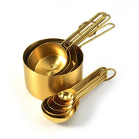 Stainless Steel Gold Measuring Cups and Spoons Set Stackable Premium Kitchen Tools for Coffee Baking Flour Home Accessories