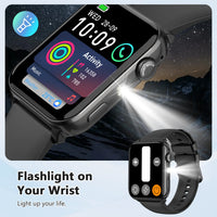 IOWODO New Bluetooth Smartwatch R30 Max 1.91'' TFT HD Screen Outdoor Watch with LED Flashlight 100+ Sports Mode Fitness Watch