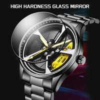 LIGE New Sports Mens Car Wheel Watches Business Waterproof Quartz Watch For Men Stainless Steel Hub Wheel Dial Design Watch Men