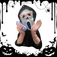 Pink Screaming Face Ghost Figurine Gothic Creative Halloween Resin Ornament Screaming Girl Telephone Ghost Statue Decor