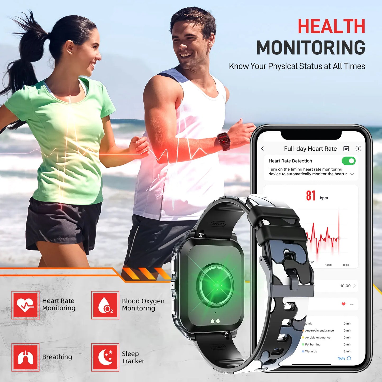 LaNikar New Smart Watch 3ATM Waterproof 100+ Sports Modes Heart Rate Blood Pressure Oxygen Saturation Monitoring HD Audio Calls
