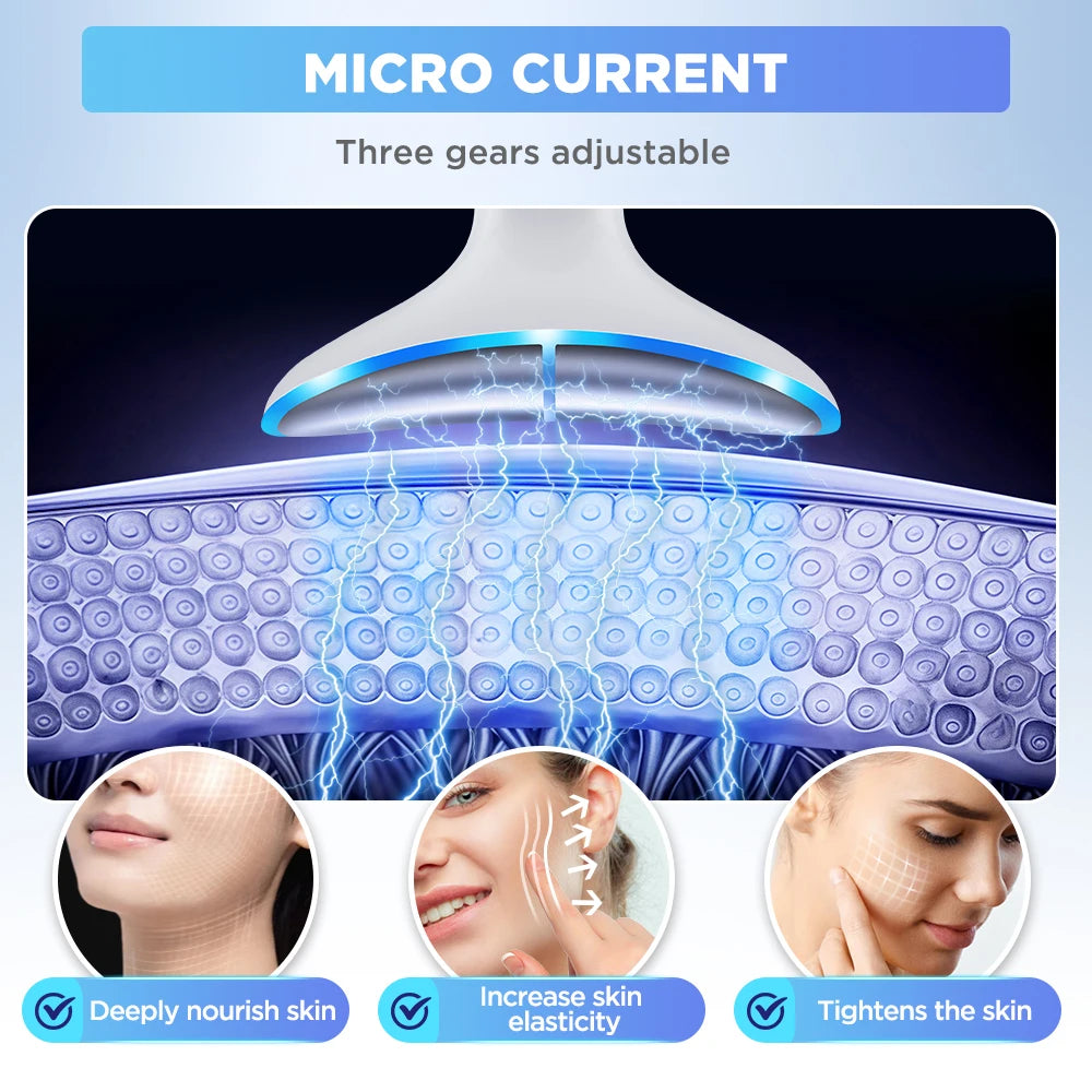 US UK Stock Microcurrent Neck Beauty Device 3 Massage Modes Lifter Vibration Facial Massager Lifting  Firming Skin Care Tool