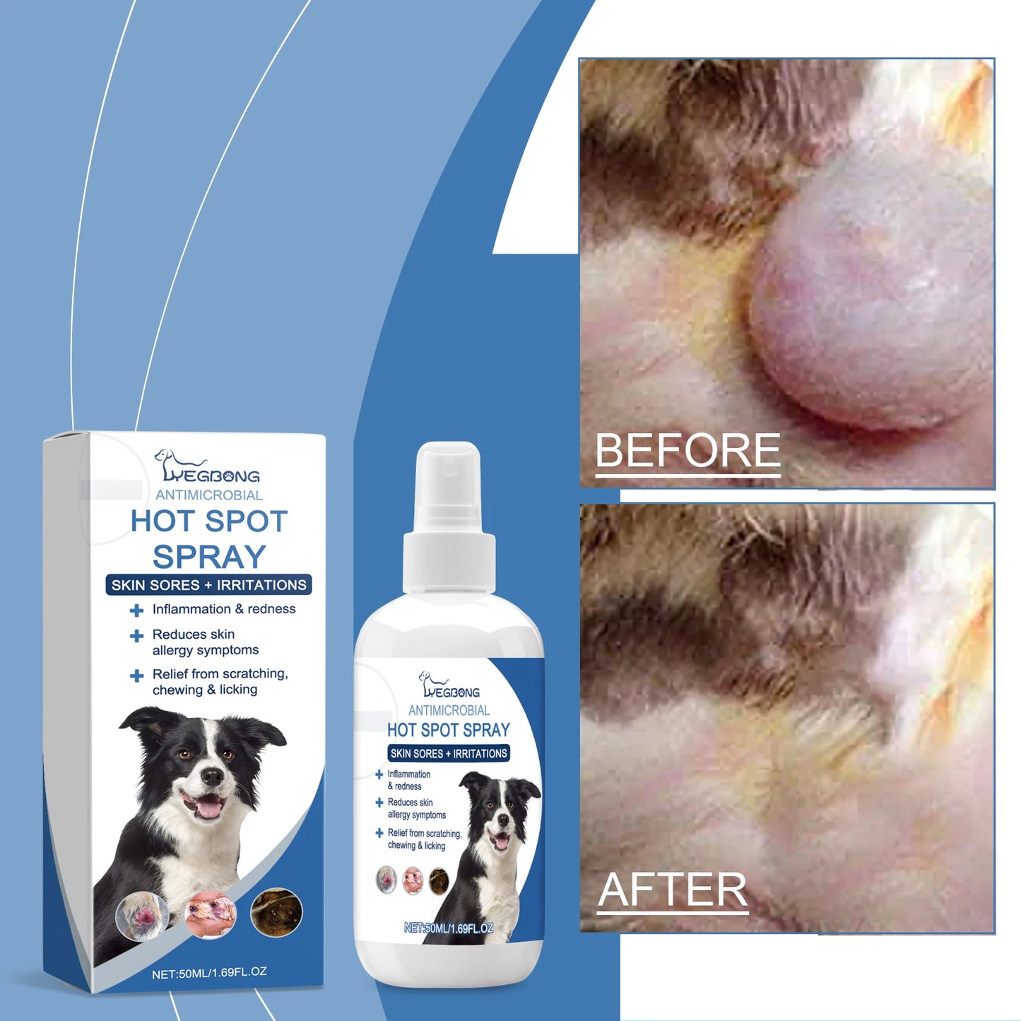 50ml Pet Fur Treatment Spray for dog and cat fur gentle cleansing treatment promotes bright and shiny skin repair of pet dog fur