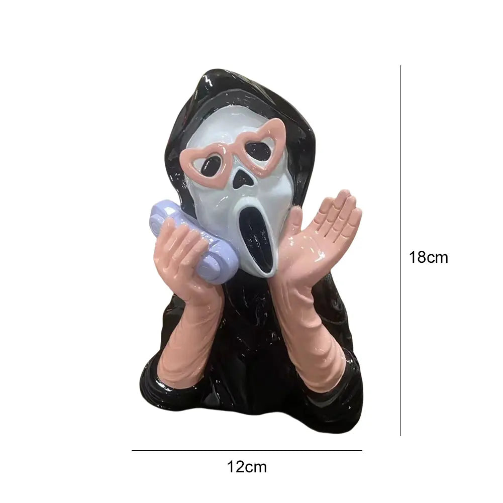 Creative Halloween Resin Ornament Screaming Girl Telephone Ghost Statue Decor Halloween Decoration Ornament Halloween Desk Decor