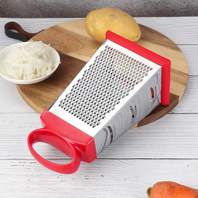 Multi-functional Grater Stainless Steel Four-sided Planer Vegetable Cheese Potato Garlic Grater Non-Slip Handle Kitchen Gadgets