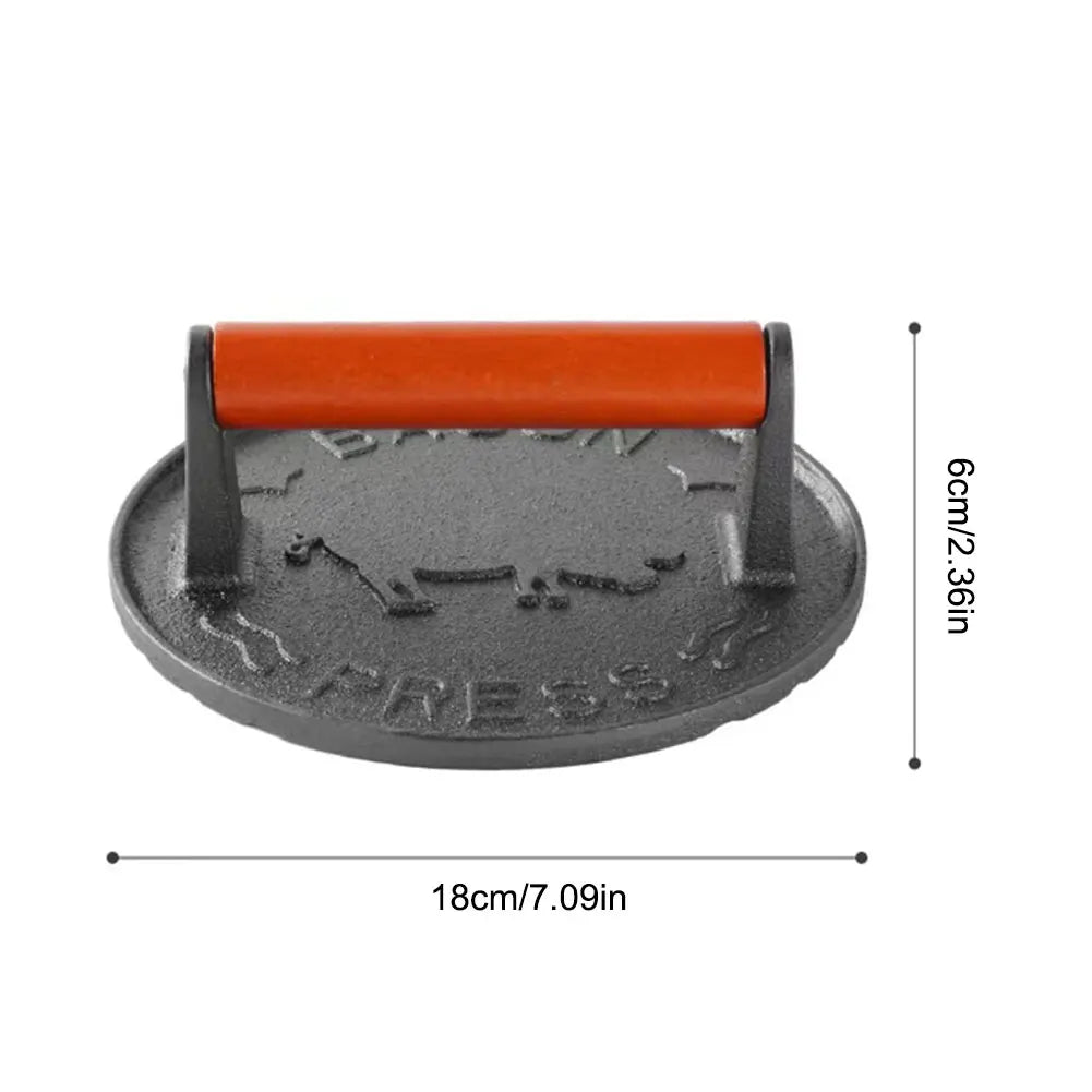 Cast Iron Smash Burger Press Heavy-Duty Hamburger Patties Meat Masher Circular Meat Press Mold for Deli Meats Kitchen Accessory