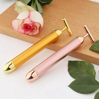24K Gold T Beauty Roller Energy Roller Electric Face-lifting Facial Massage Beauty Tools Waterproof Vibrating Face Care Stick