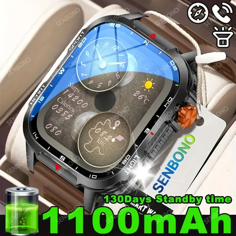 SENBONO Smartwatch Men Bluetooth Call Fitness Tracker Heart Rate Monitor with 1100mah Battery Sport Smart Watch IP68 Waterproof