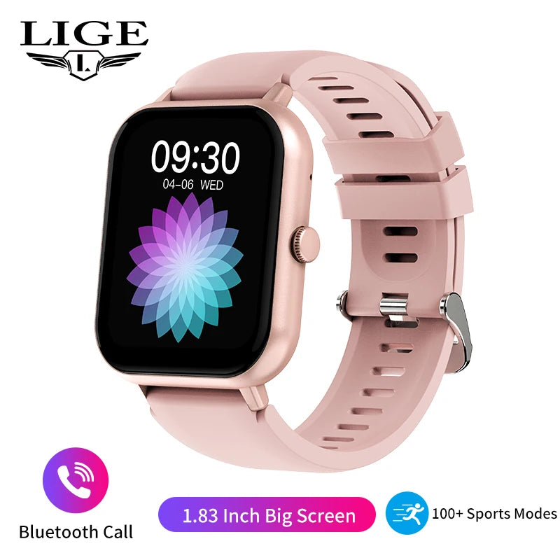 LIGE New Smart Watch Women Bluetooth Call Watch Fitness Tracker Waterproof Sport Smart Clock Fashion Ladies Men Smartwatch Woman